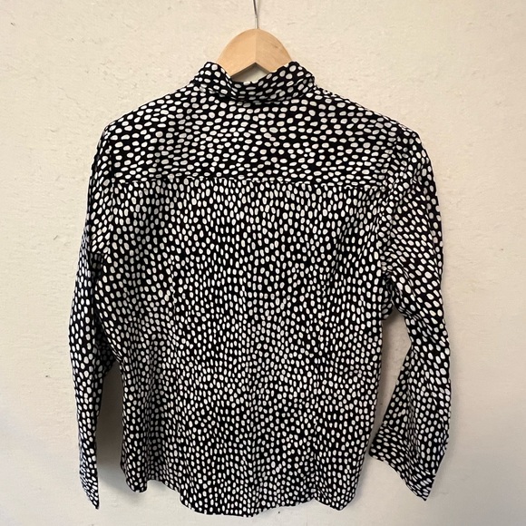 J Crew Black and White Polka Dot Cotton Button-Up Shirt XL - Picture 3 of 8